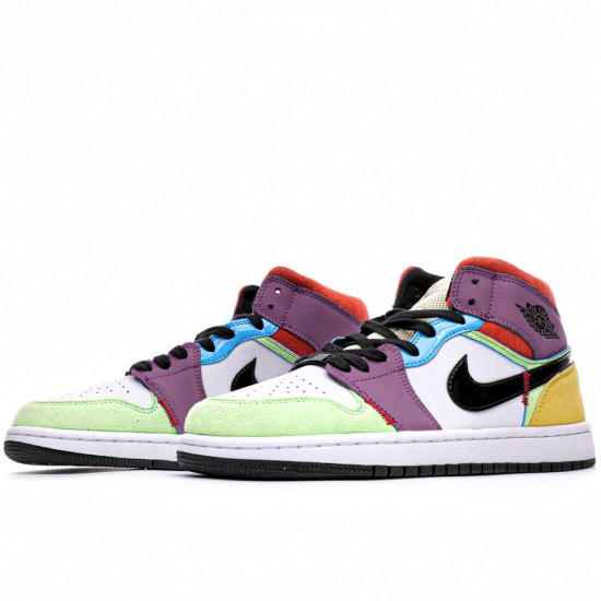 Air Jordan 1 Mid SE Multi-Color Bílý/Černá-Lightbulb-Team oranžový CW1140 100 Pánské a dámské AJ1 teniska
